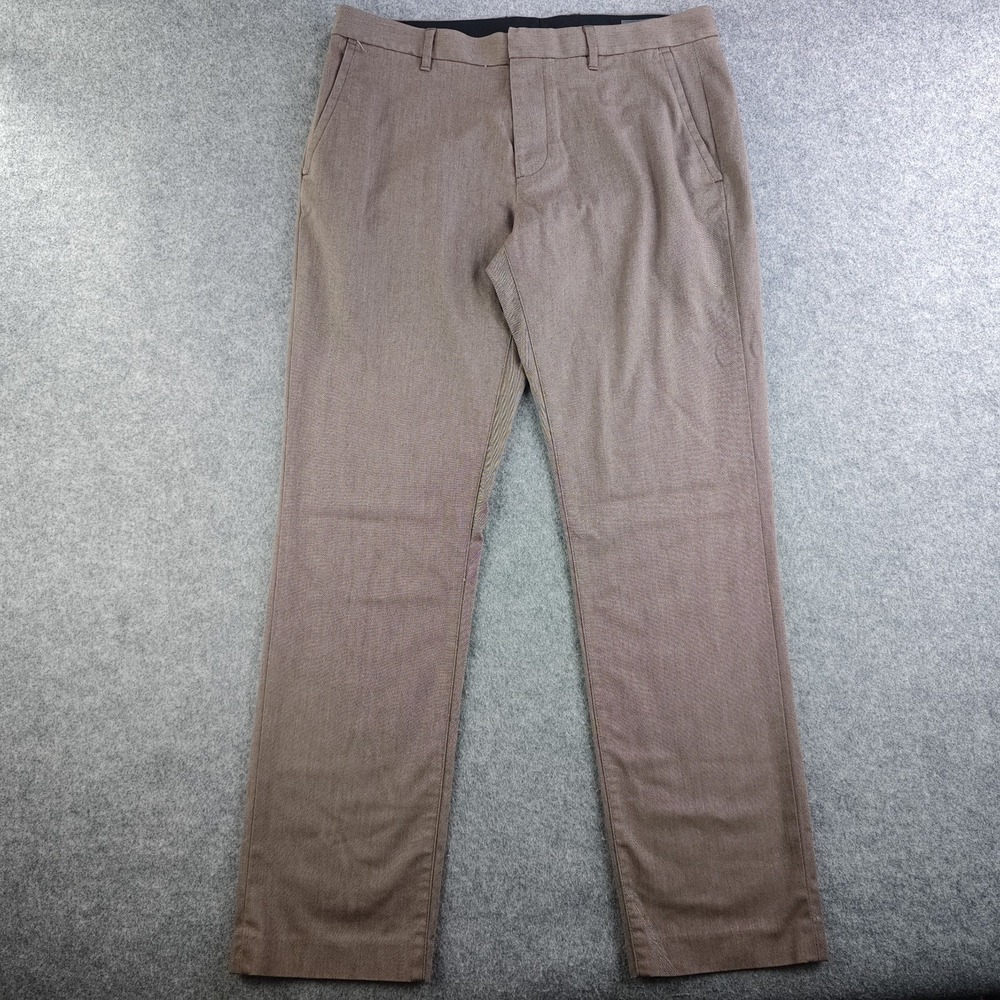 Bonobos Thursday Dress Pants Mens 33x30 Brown / Red Flat Front Chino Stretch